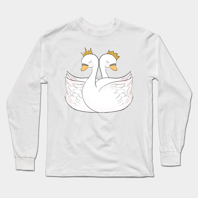 Lovely Couple Swan Long Sleeve T-Shirt by jennpan